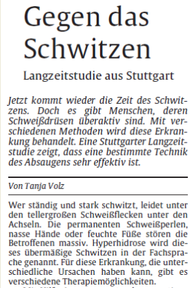 Gegen das Schwitzen: Langzeitstudie aus Stuttgart